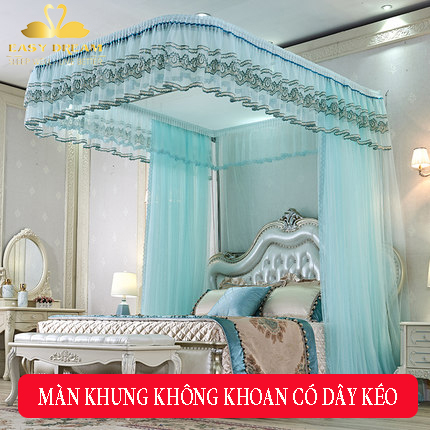 Màn khung đẹp không khoan tường-thu-xếp-gọn-dây-kéo-Mùng ngủ hiện đại các loại 