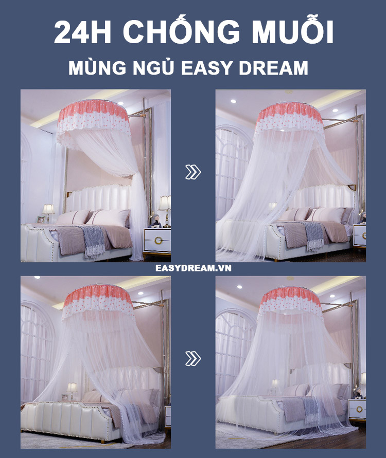 Mùng ngủ hiện đại không khoan tường CHÍNH HÃNG EASY DREAM bán ra Quảng Trị 