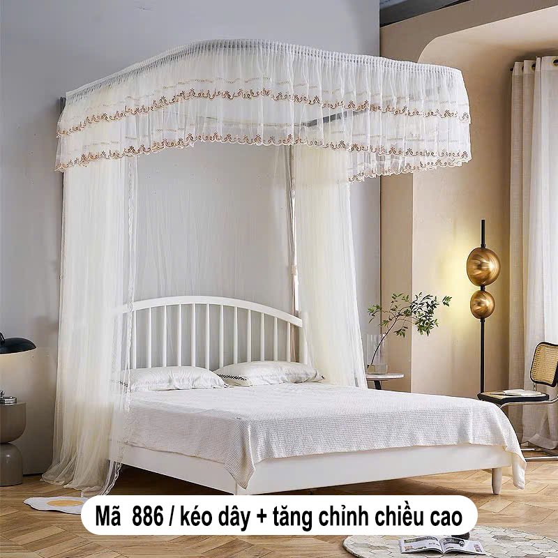 Màn khung kéo dây + tăng chỉnh được chiều cao không khoan tường 