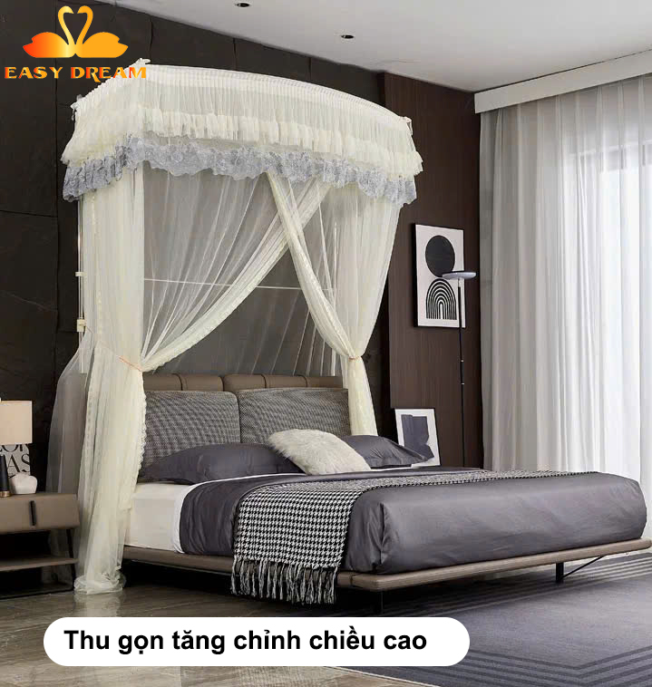 Màn khung thu gọn + tăng chỉnh chiều cao   + không khoan tường 