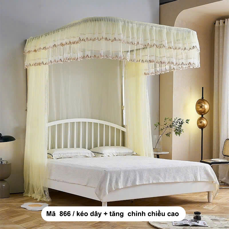 Màn khung kéo dây + tăng chỉnh được chiều cao không khoan tường 