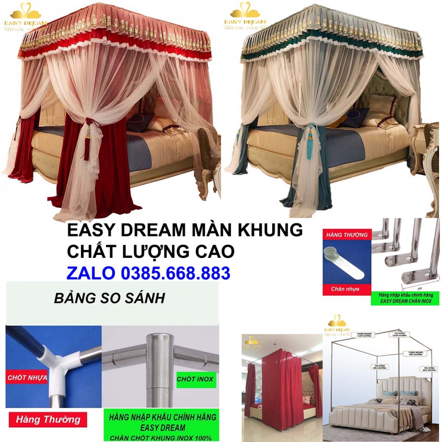 Mùng khung Màn ngủ cao cấp không khoan tường 09 