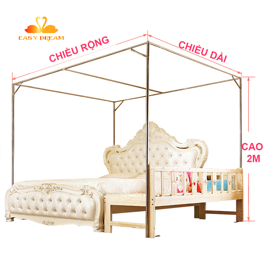 Màn khung giường ghép đôi ngoại cỡ 