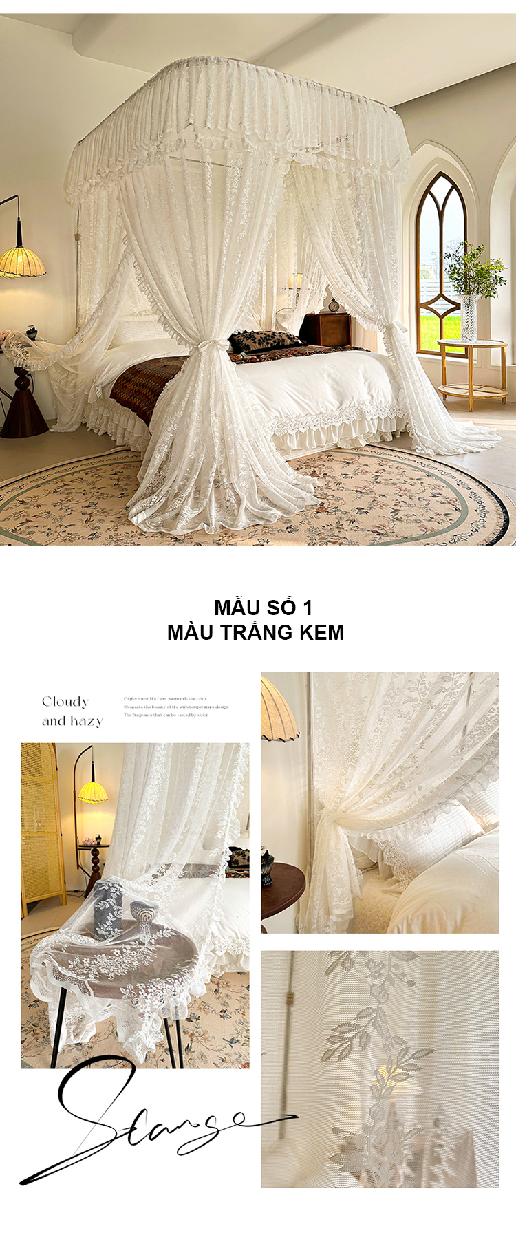Màn khung không khoan tường -Mùng ngủ  không khoan 