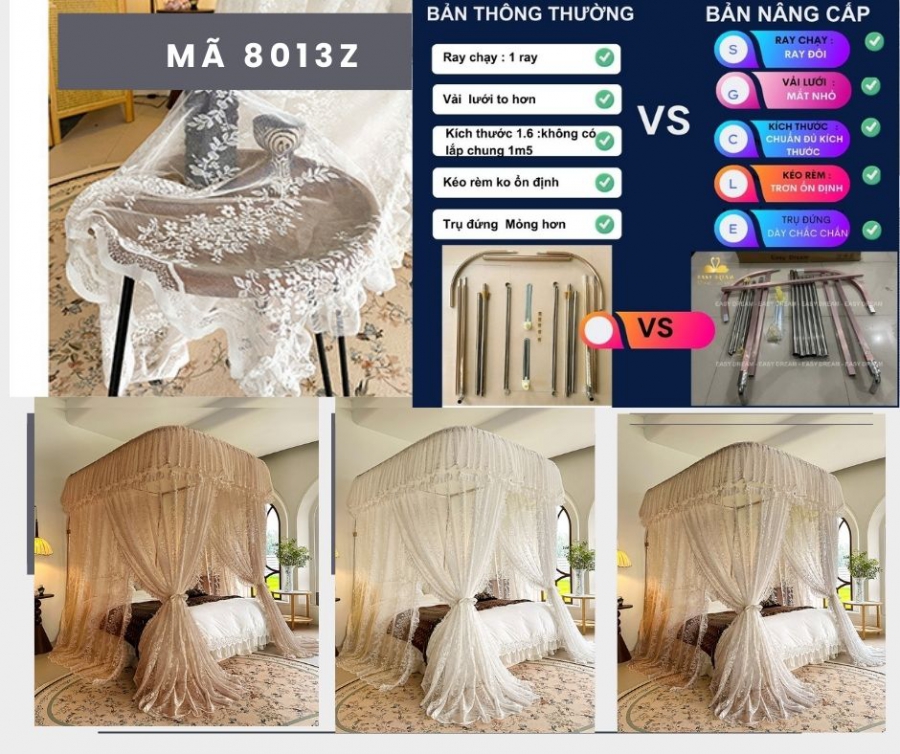 Màn khung đẹp không khoan tường-thu-xếp-gọn-dây-kéo-ròng-rọc-Mùng ngủ hiện đại các loại 