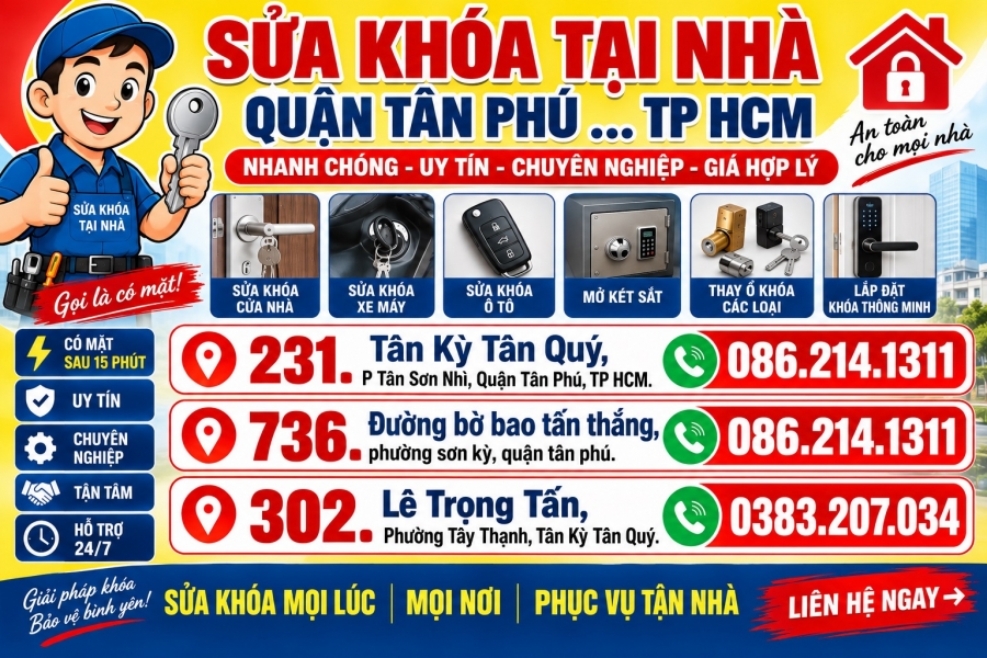 CỬA HÀNG SỬA KHÓA QUẬN TÂN PHÚ 