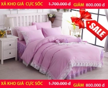 GA GỐI COTTON CAO CẤP REN THÊU GA CƯỚI 