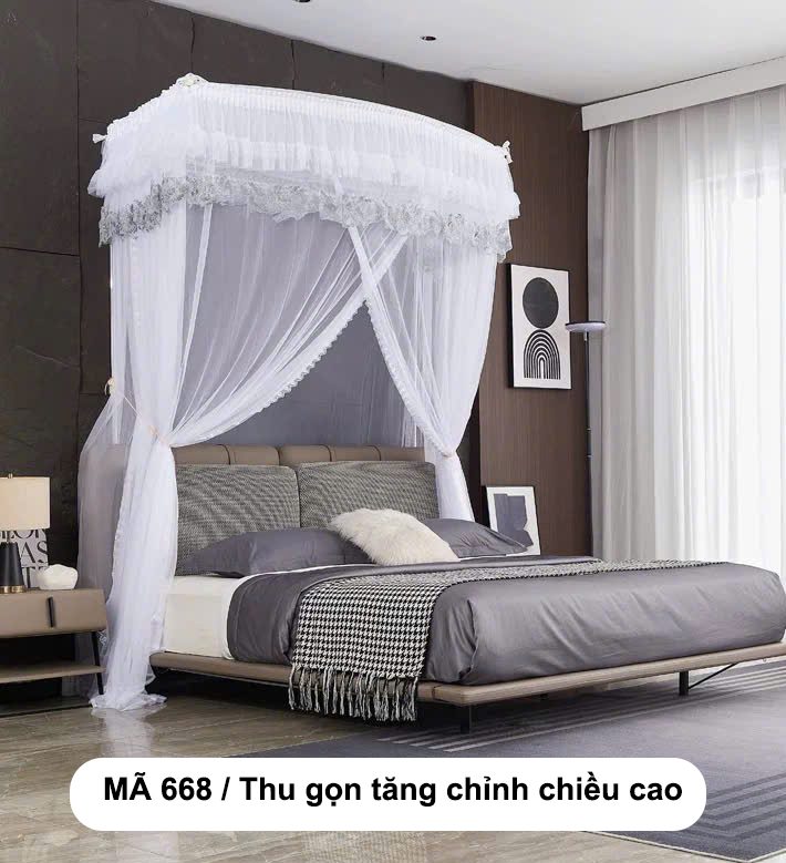 Màn khung thu gọn + tăng chỉnh chiều cao   + không khoan tường 